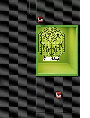 Armoire 3 portes et 3 tiroirs avec LED 'Roba' - Minecraft