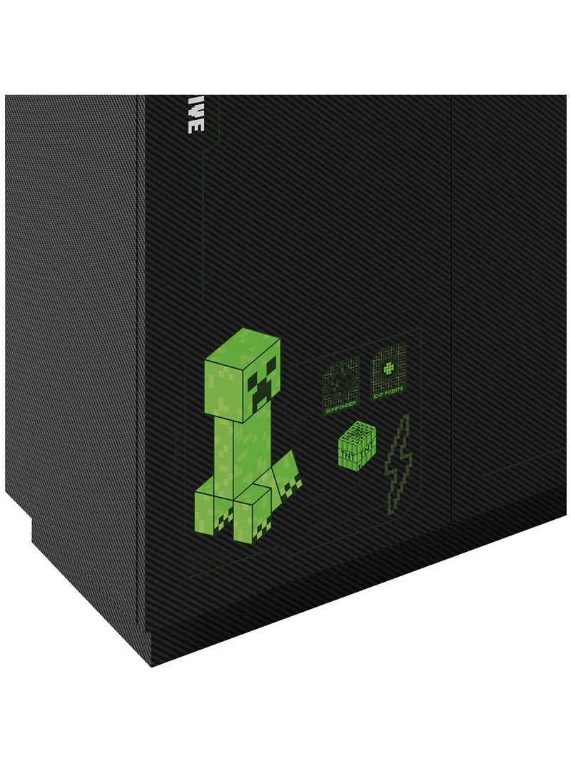 Armoire 3 portes et 3 tiroirs avec LED 'Roba' - Minecraft Noir / Vert / Rouge - Kiabi