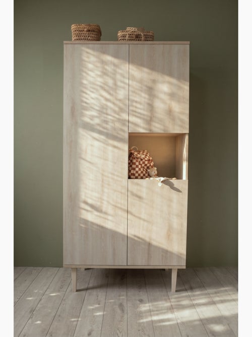 Armoire 3 portes et une niche sur pieds - décor bois hêtre cendré - SAUTHON - Kiabi