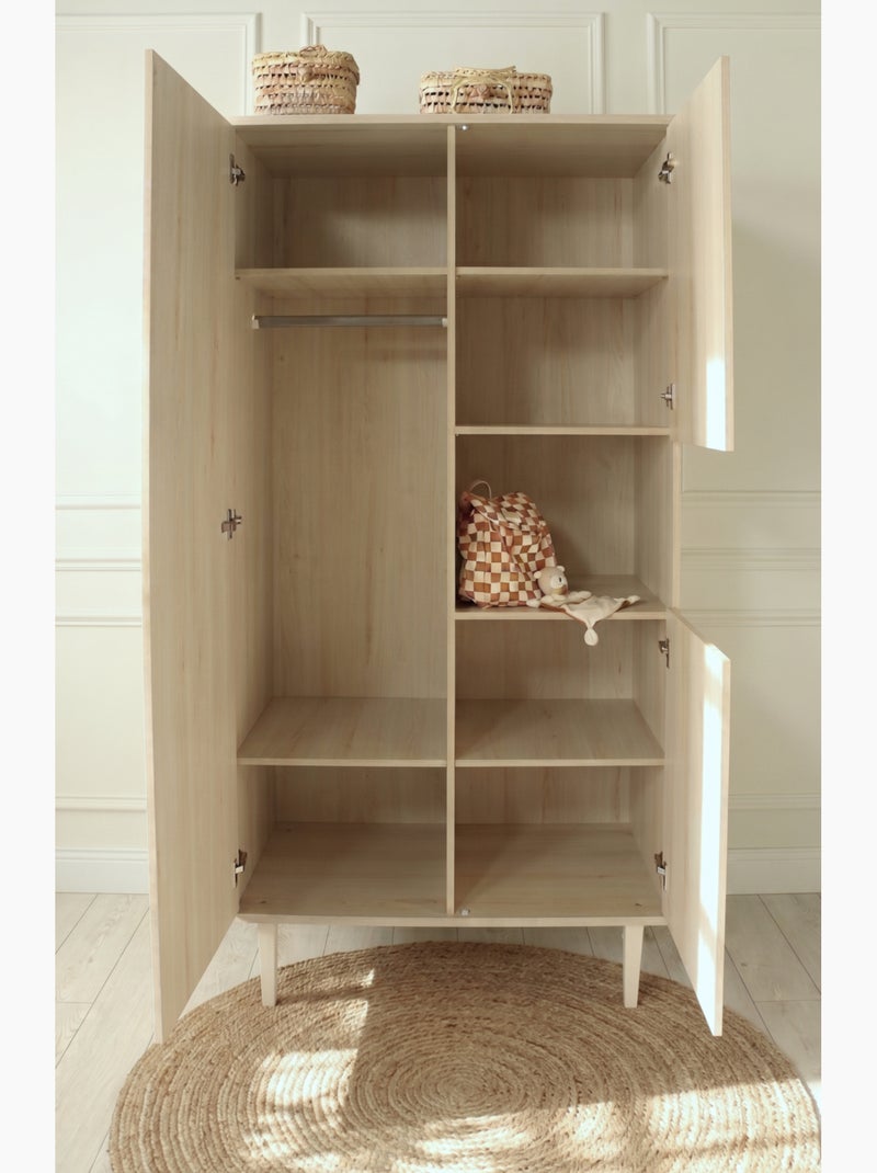 Armoire 3 portes et une niche sur pieds - décor bois hêtre cendré - SAUTHON Beige - Kiabi