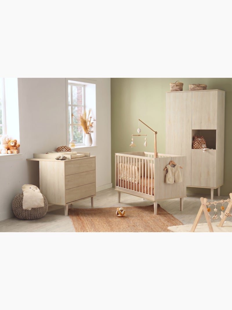 Armoire 3 portes et une niche sur pieds - décor bois hêtre cendré - SAUTHON Beige - Kiabi