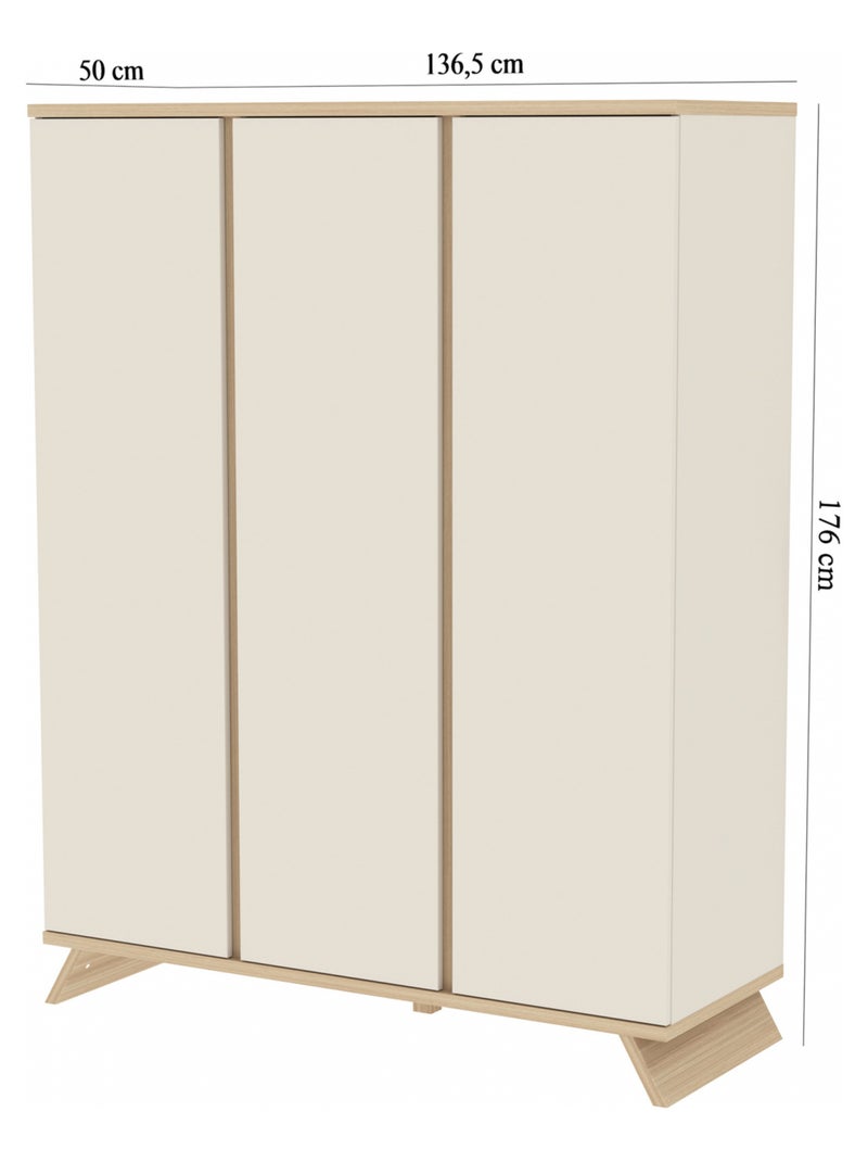 Armoire 3 Portes Extra Large - SIENNA Blanc cassé - Kiabi