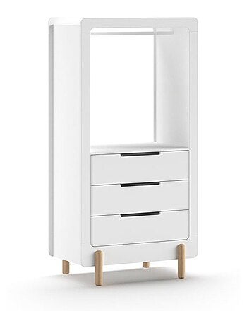 Armoire 3 tiroirs pin massif et imitation bois hauteur DARIUS