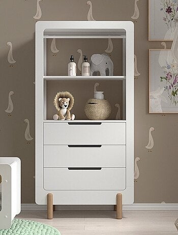 Armoire 3 tiroirs pin massif et imitation bois hauteur DARIUS