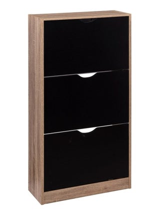 Armoire à chaussures bois 3 tiroirs noir naturel