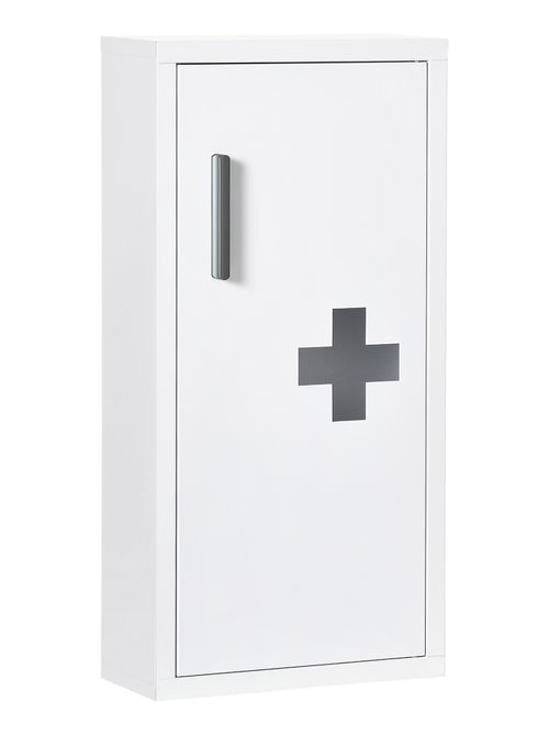 Armoire à pharmacie 2 étagères 3 niv. logo croix acier blanc - Kiabi Armoire à pharmacie 2 étagères 3 niv. logo croix acier blanc - Kiabi