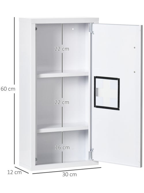 Armoire à pharmacie 2 étagères 3 niv. logo croix acier blanc - Kiabi Armoire à pharmacie 2 étagères 3 niv. logo croix acier blanc - Kiabi