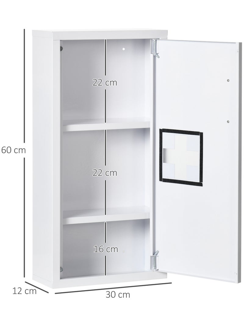 Armoire à pharmacie 2 étagères 3 niv. logo croix acier blanc Blanc Blanc - Kiabi