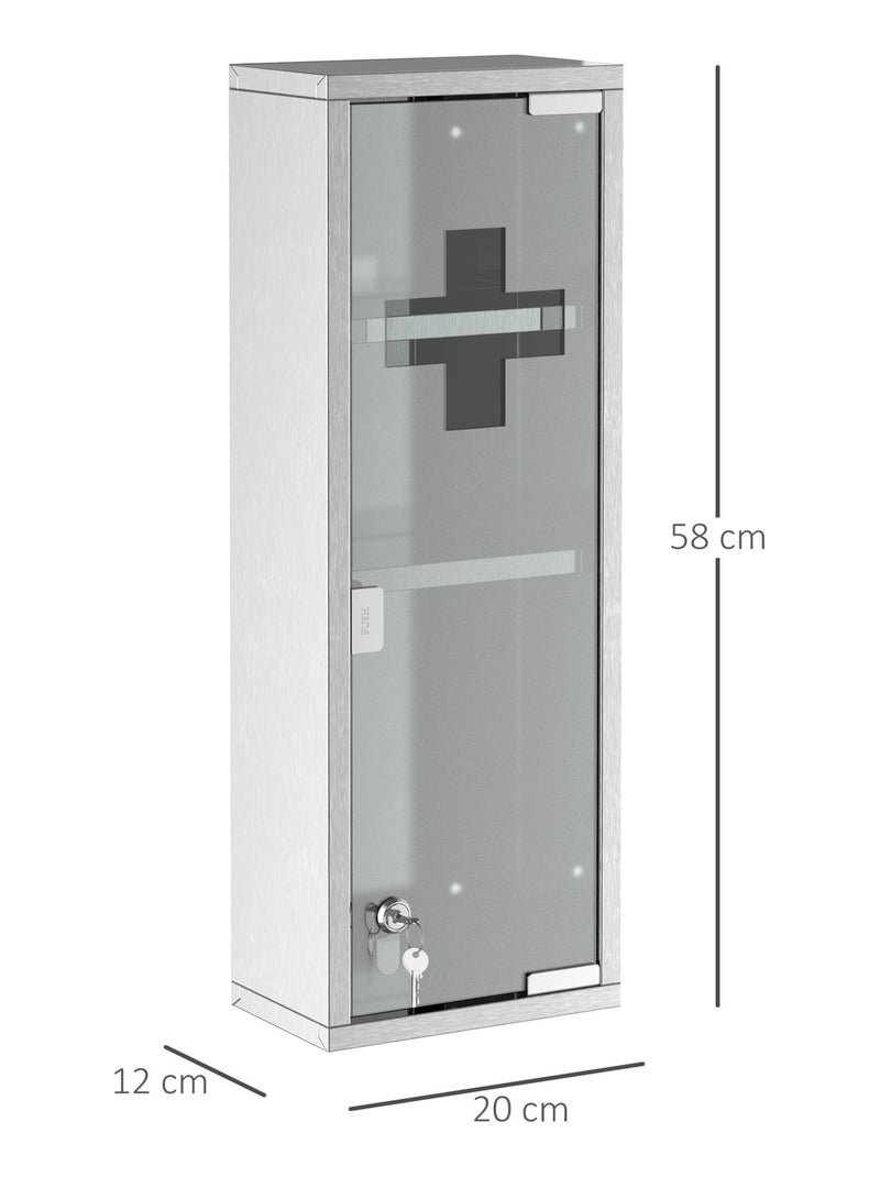 Armoire à pharmacie 2 étagères  acier inox. Gris - Kiabi
