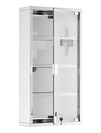 Armoire à pharmacie 3 étagères acier inox. Brossé