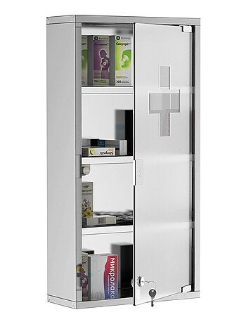 Armoire à pharmacie 3 étagères acier inox. Brossé