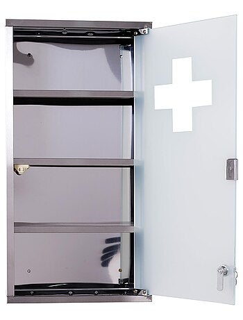 Armoire à pharmacie 3 étagères acier inox. Brossé
