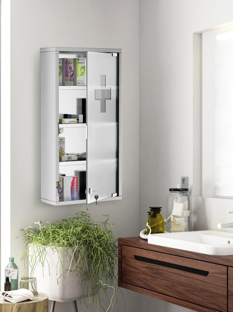 Armoire à pharmacie 3 étagères  acier inox. Brossé Gris - Kiabi