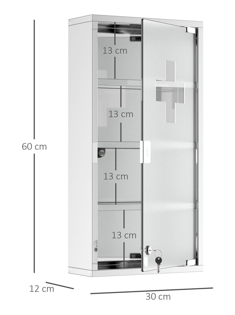 Armoire à pharmacie 3 étagères  acier inox. Brossé Gris - Kiabi