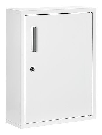 Armoire à pharmacie verrouillable 2 étagères 2 clés logo croix acier blanc