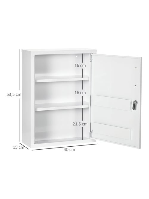 Armoire à pharmacie verrouillable 2 étagères 2 clés logo croix acier blanc - Kiabi Armoire à pharmacie verrouillable 2 étagères 2 clés logo croix acier blanc - Kiabi
