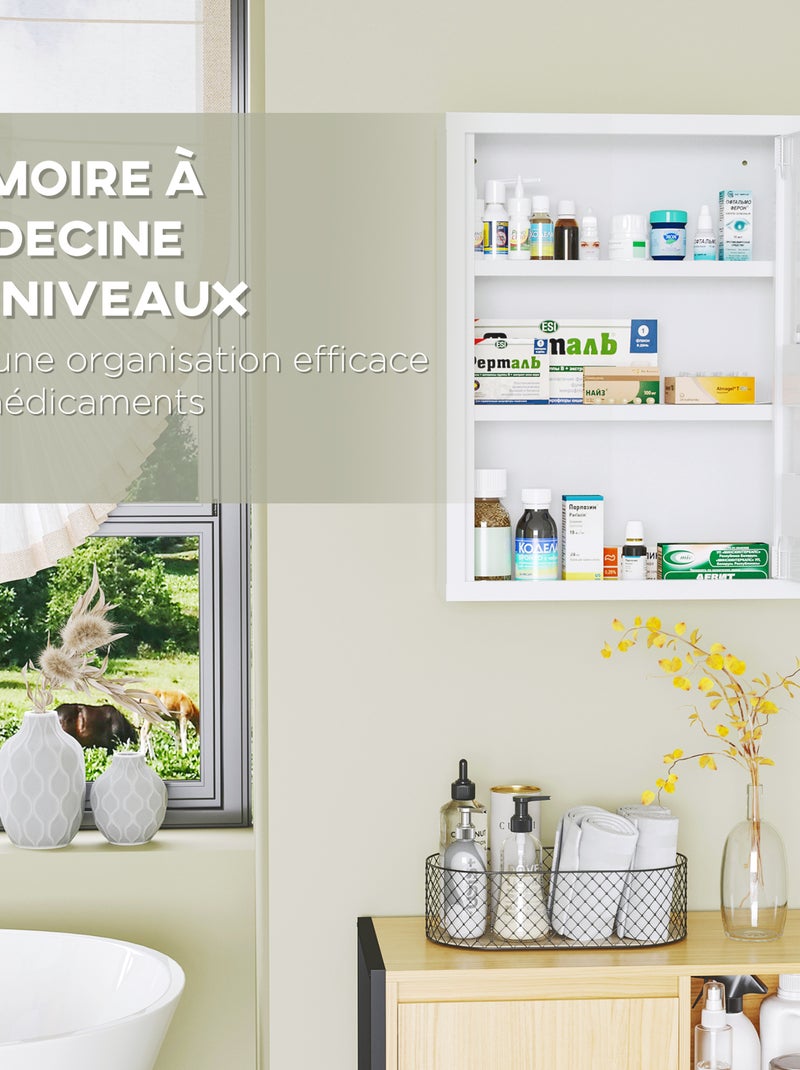 Armoire à pharmacie verrouillable 2 étagères 2 clés logo croix acier blanc Blanc Blanc - Kiabi