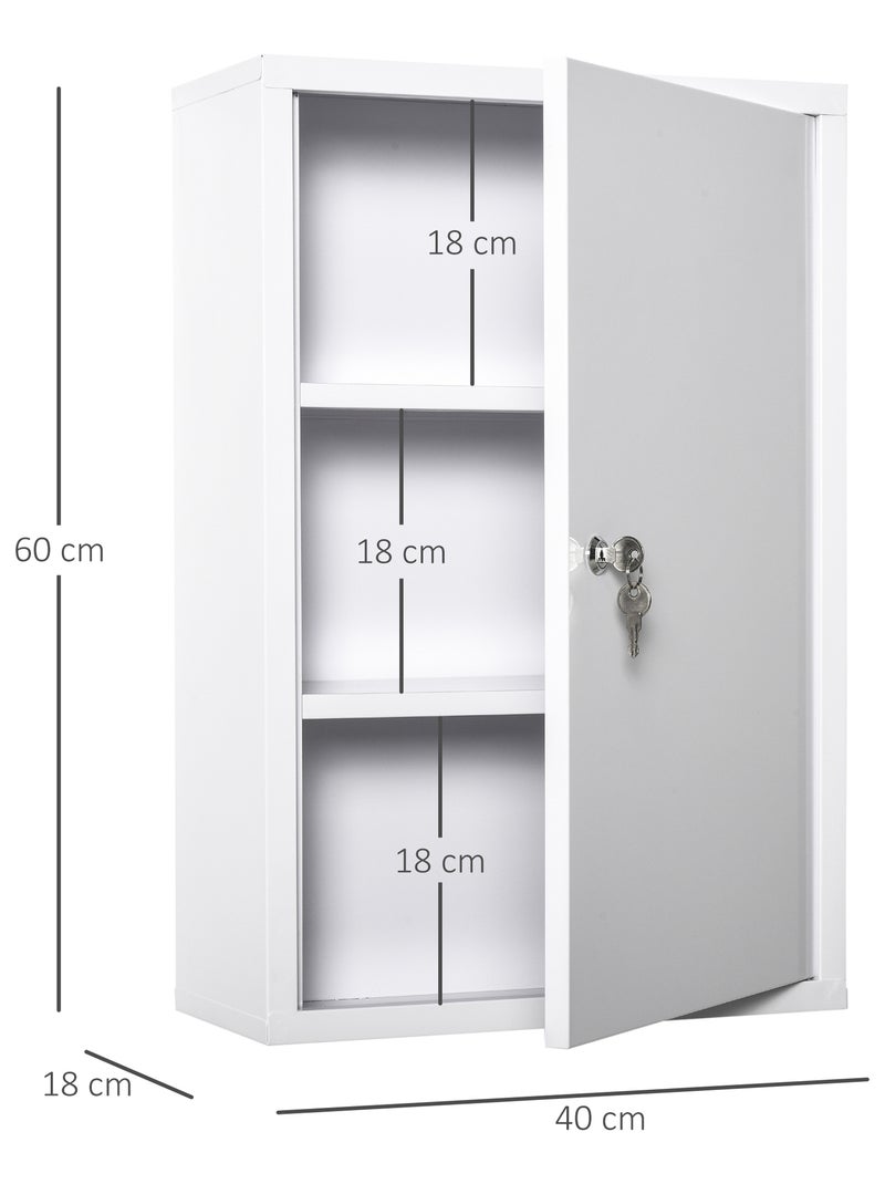 Armoire à pharmacie verrouillable 2 étagères 3 niveaux 2 clés métal blanc Blanc Blanc - Kiabi
