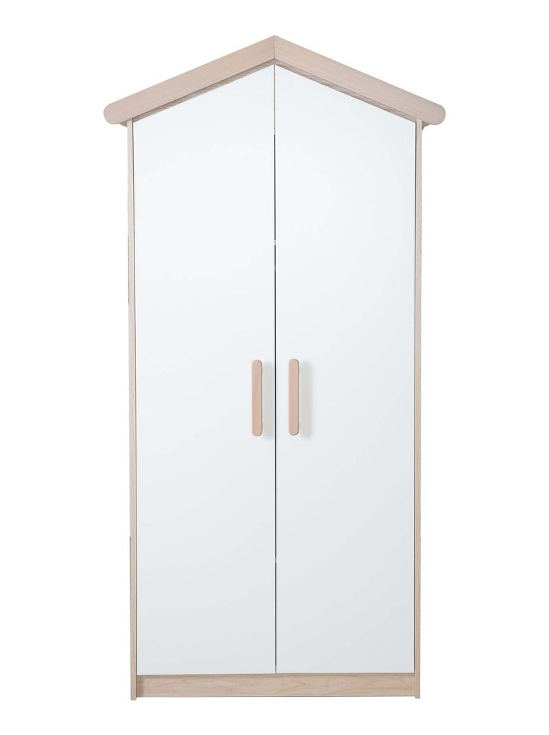 Armoire bébé 2 portes à fermeture douce - ROBA 'Cabane' Blanc/Bois - Kiabi