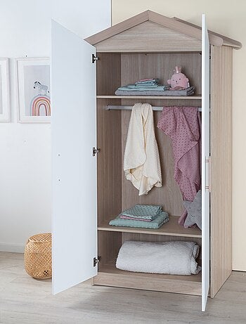 Armoire bébé 2 portes à fermeture douce en bois 'Roba Cabane'
