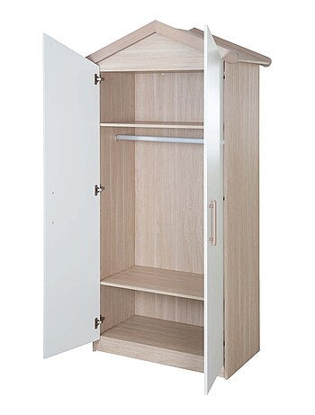 Armoire bébé 2 portes à fermeture douce en bois 'Roba Cabane'