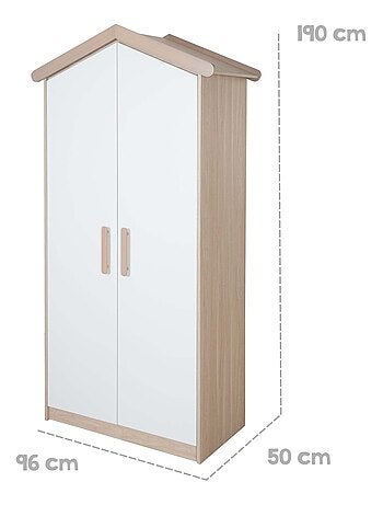 Armoire bébé 2 portes à fermeture douce en bois 'Roba Cabane'