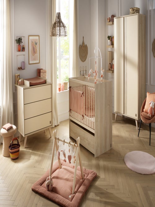 Armoire bébé 2 portes avec pieds bois - SAUTHON - Kiabi