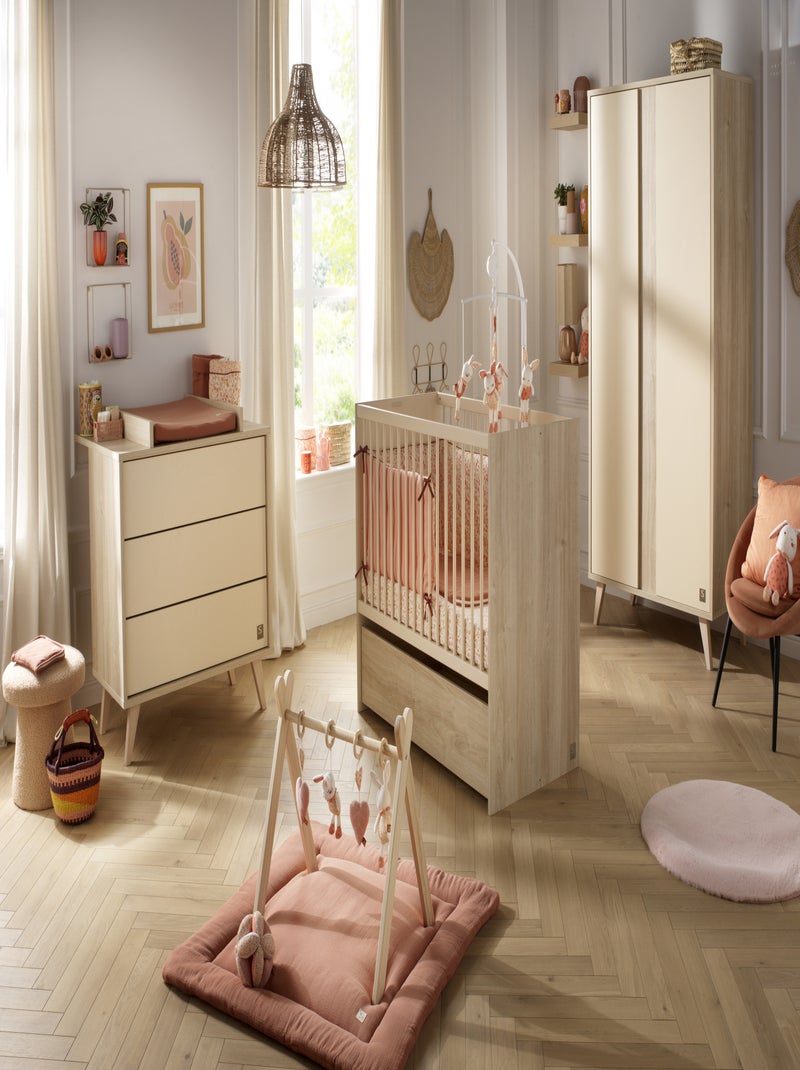 Armoire bébé 2 portes avec pieds bois - SAUTHON Marron - Kiabi