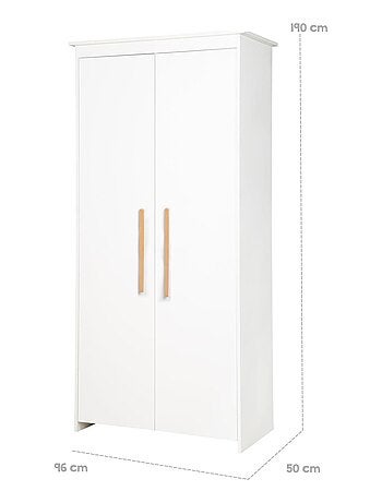 Armoire bébé 2 portes avec poignées en bois massif - ROBA 'Lilo'