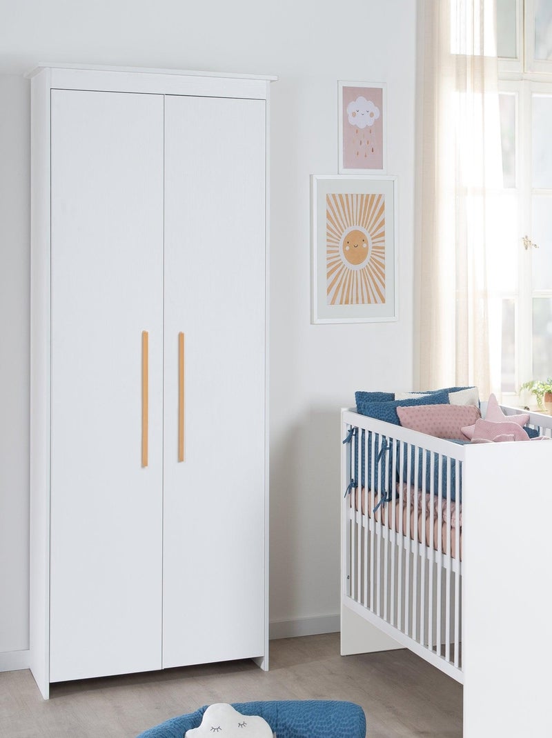 Armoire bébé 2 portes avec poignées en bois massif - ROBA 'Lilo' Blanc - Kiabi
