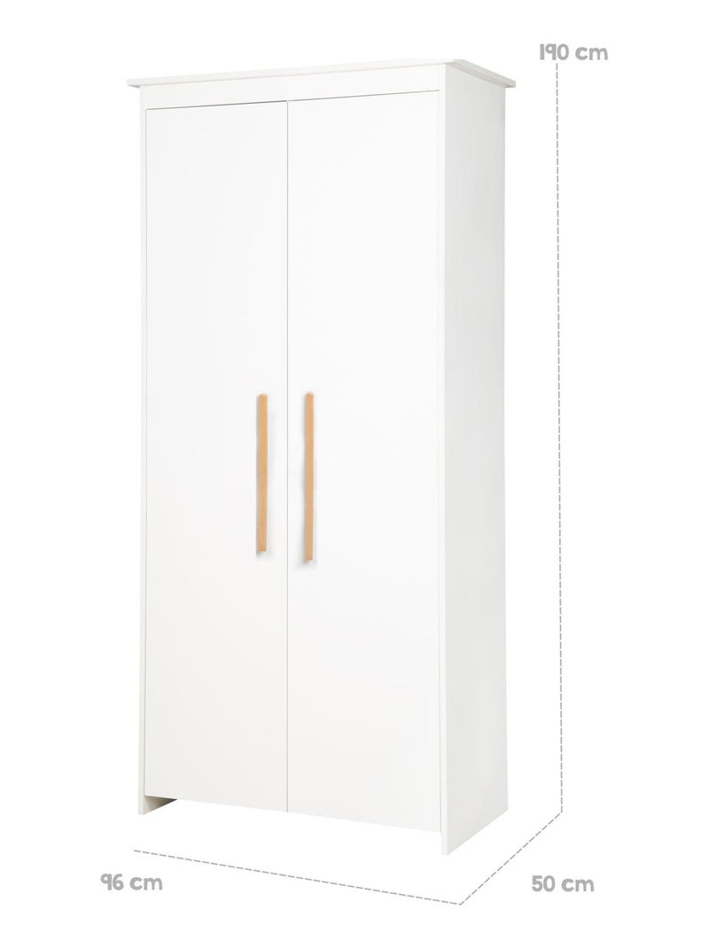 Armoire bébé 2 portes avec poignées en bois massif - ROBA 'Lilo' Blanc - Kiabi
