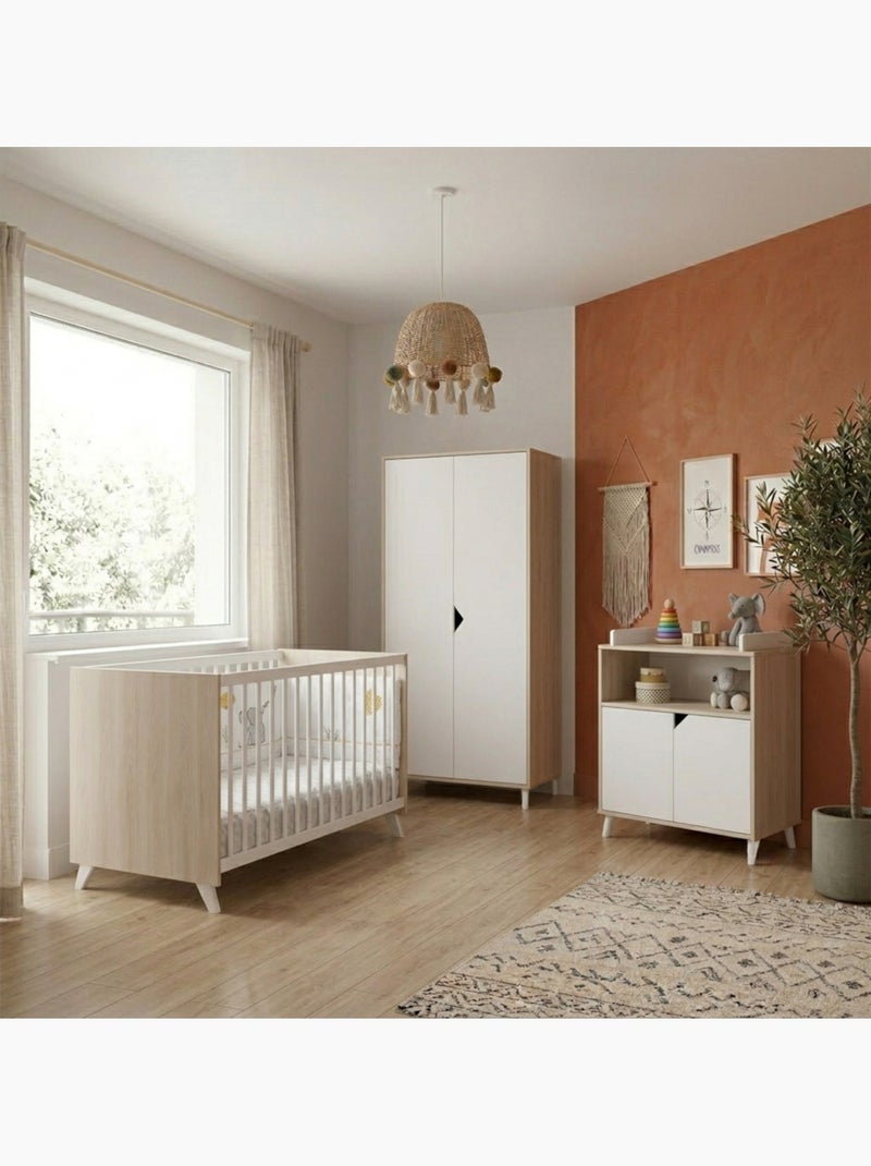 Armoire bébé 2 portes en bois - BABYPRICE Blanc Beige - Kiabi
