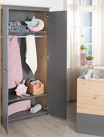 Armoire bébé 2 portes en bois effet chêne - ROBA 'Anna'