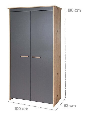 Armoire bébé 2 portes en bois effet chêne - ROBA 'Anna'