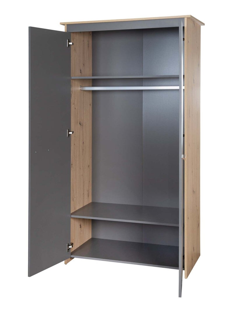 Armoire bébé 2 portes en bois effet chêne - ROBA 'Anna' gris anthracite - Kiabi