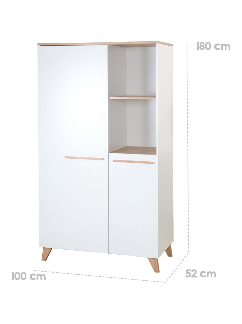 Armoire bébé 2 portes et 2 niches - ROBA 'Leon' Blanc/Bois - Kiabi