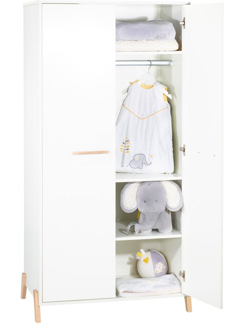 Armoire bébé 2 portes sur pieds en bois - BABYPRICE Blanc Marron - Kiabi
