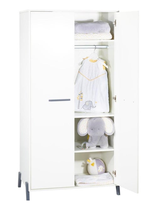 Armoire bébé 2 portes sur pieds en bois blanc - BABYPRICE - Kiabi
