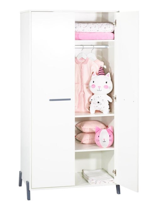 Armoire bébé 2 portes sur pieds en bois blanc - BABYPRICE - Kiabi