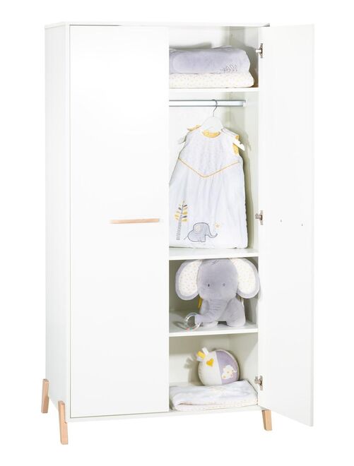 Armoire bébé 2 portes sur pieds en bois blanc - BABYPRICE - Kiabi