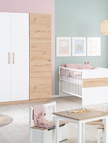 Armoire bébé 3 portes battantes décor chêne - ROBA 'lion'