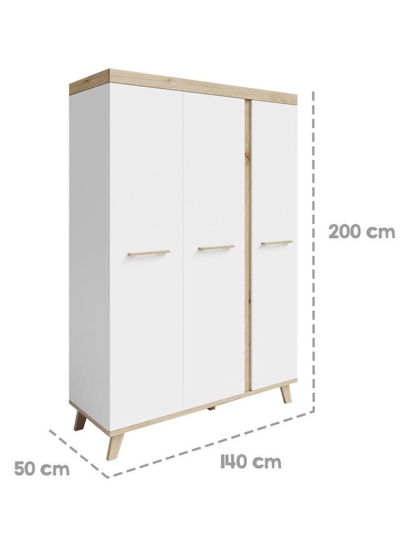Armoire bébé 3 portes effet chêne - ROBA 'Smile' Blanc - Kiabi