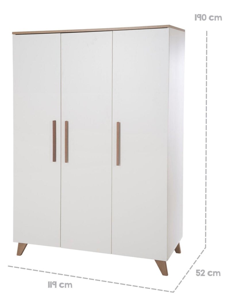Armoire bébé 3 portes en bois - ROBA 'Ole' Blanc - Kiabi