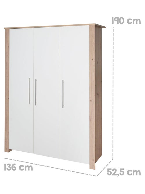 Armoire bébé 3 portes en bois effet chêne - ROBA 'Malo' - Kiabi