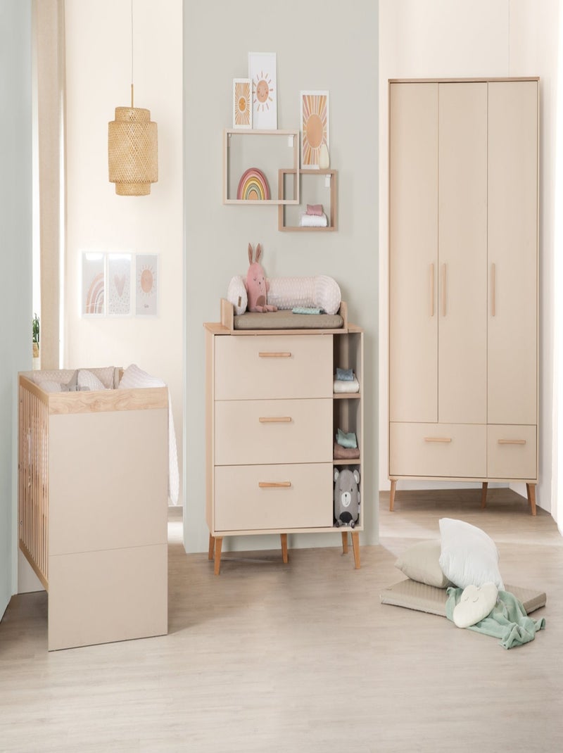Armoire bébé 3 portes et 2 tiroirs à fermeture douce - ROBA 'Jil' Beige coquille - Kiabi