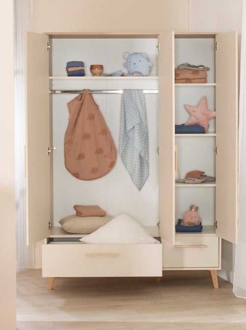 Armoire bébé 3 portes et 2 tiroirs à fermeture douce 'Roba jil' - Kiabi