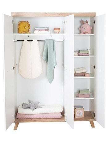 Armoire Bébé Moderne 3 Portes Battantes Décor Chêne 'ROBA Malo'
