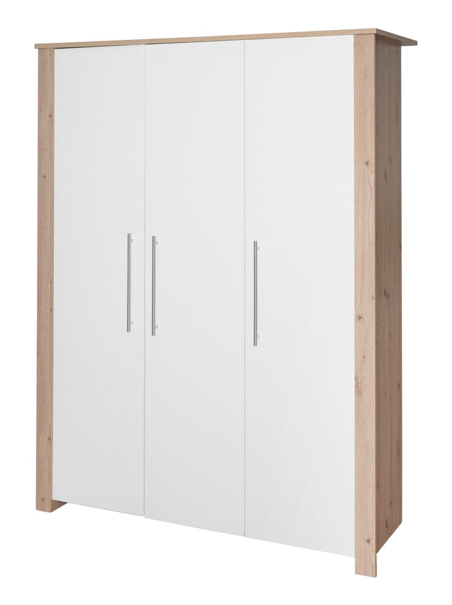 Armoire 2 Portes 3 Tiroirs Moderne – Dimensions 180x80x50 Cm, Chêne/noir/blanc/gris, Avec Penderie - 12
