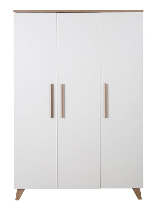 Armoire Bébé Scandinave 3 Portes Battantes Pieds et Poignées en Bois Massif 'ROBA Ole' - Kiabi