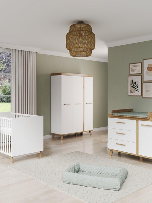 Armoire bébé scandinave 3 portes décor chêne 'Roba Smile' - Kiabi